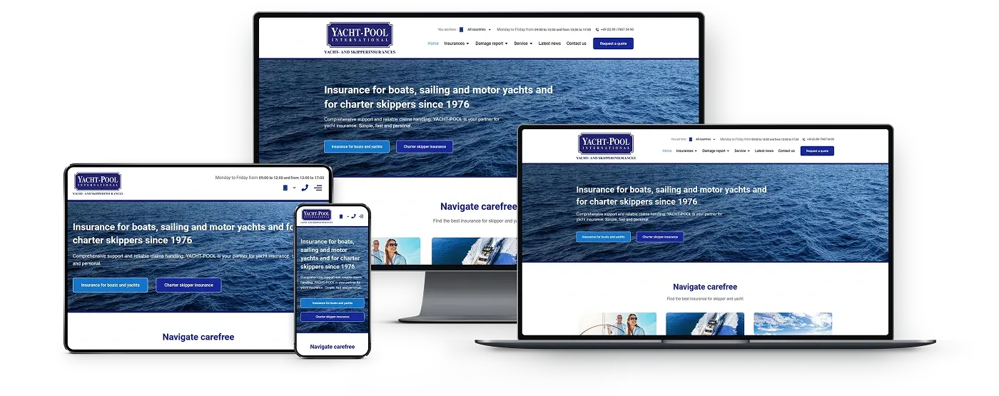 web design Yacht Pool Slider Image